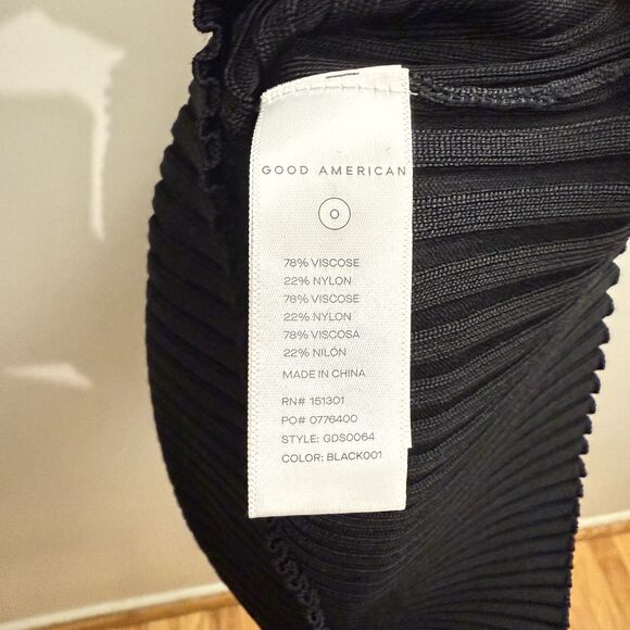 Good American Women’s 5/6 Ribbed Cutout Bodycon Open Back Black Mini Dress NWT - Picture 7 of 7